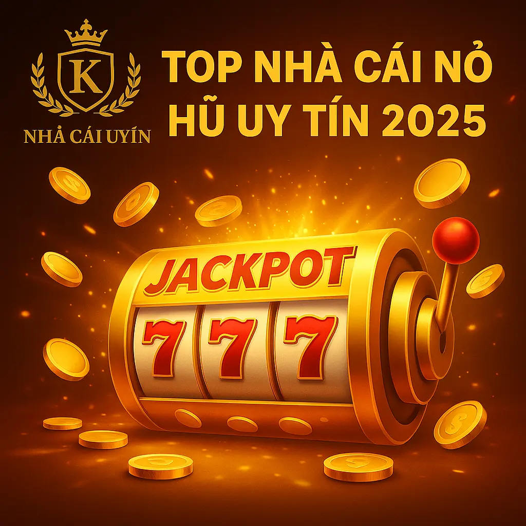 Top Nhà Cái Nổ Hũ Uy Tín 2025 – Quay Là Trúng, Nổ Là Đổi Đời 1 Banner nhà cái nổ hũ uy tín 2025 với hình ảnh máy slot và hiệu ứng jackpot
