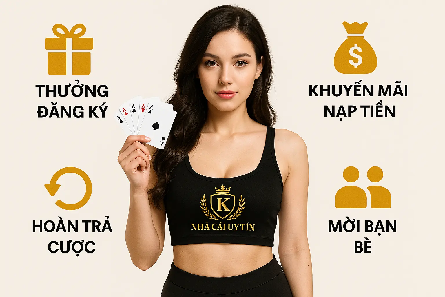 cách nhận khuyến mãi nhà cái, nhà cái uy tín, tặng thưởng dễ dàng 1 Người mẫu nữ giới thiệu các hình thức khuyến mãi phổ biến từ nhà cái uy tín như thưởng đăng ký, khuyến mãi nạp tiền, hoàn trả cược và mời bạn bè.
