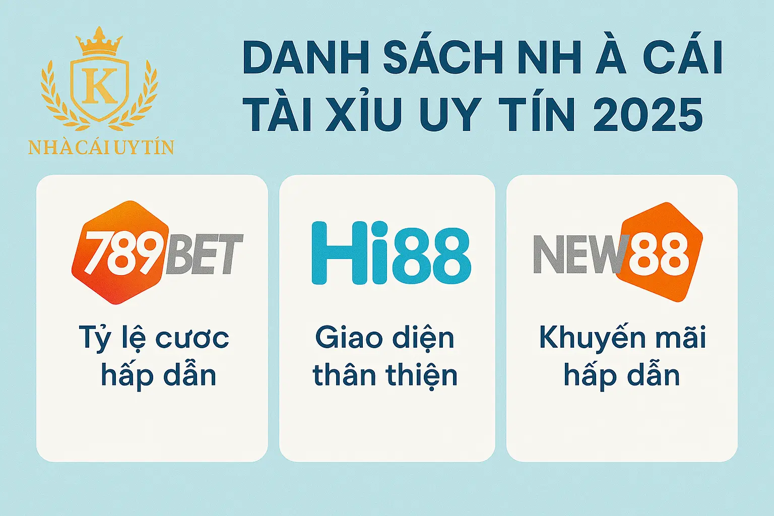 Top Nhà Cái Tài Xỉu Uy Tín 2025 – Đổi Thưởng Nhanh, Giao Diện Mượt 2 Danh sách nhà cái tài xỉu uy tín 2025 như 789bet, Hi88, New88 với ưu đãi và giao diện thân thiện